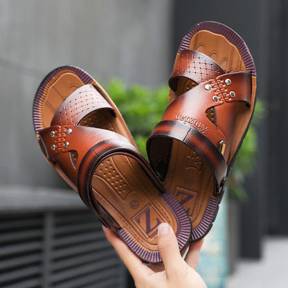 Men's Slippers Summer Leather Sandals