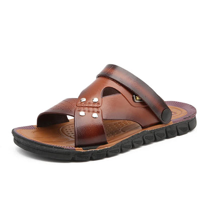 Men's Slippers Summer Leather Sandals