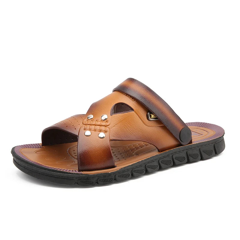 Men's Slippers Summer Leather Sandals